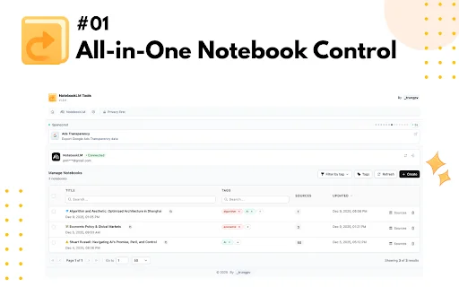 NotebookLM Tools ڈاؤن لوڈ کریں – پروڈکٹیوٹی اور سورس مینجمنٹ - Screenshot 1