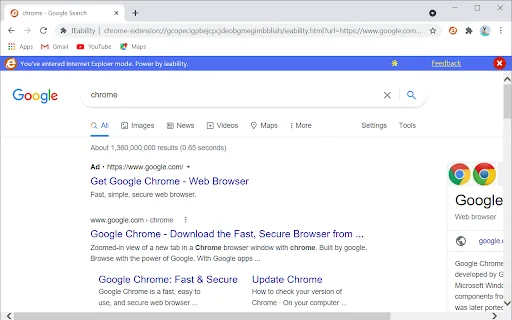 IEability ڈاؤن لوڈ کریں – Chrome میں Internet Explorer چلائیں - Screenshot 3