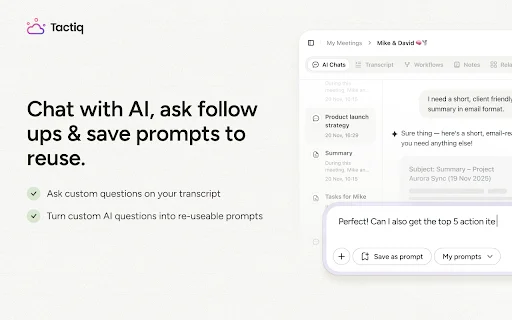 Tactiq AI ڈاؤن لوڈ کریں – Google Meet اور Zoom کے لیے بہترین میٹنگ اسسٹنٹ - Screenshot 5