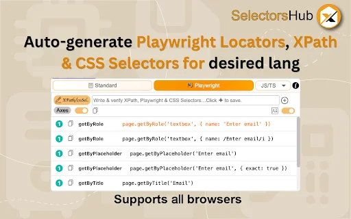 SelectorsHub ڈاؤن لوڈ کریں – خودکار Playwright Locators اور XPath ٹول - Screenshot 1