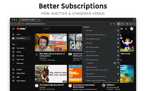 Control Panel for YouTube ڈاؤن لوڈ کریں – اشتہارات ہٹائیں اور کنٹرول حاصل کریں - Screenshot 1