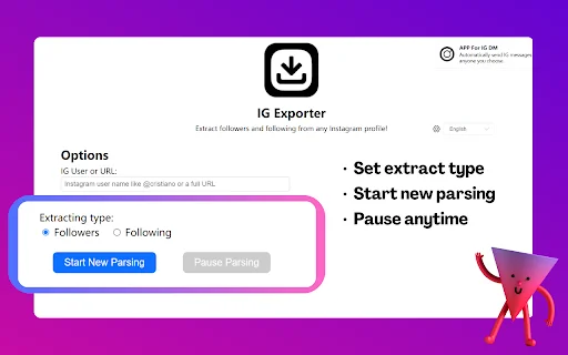 IG Follower Export Tool ڈاؤن لوڈ کریں – انسٹاگرام ڈیٹا ایکسپورٹ کریں - Screenshot 2