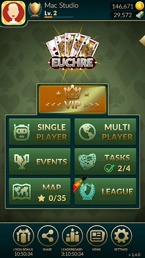 Euchre Ultimate ڈاؤن لوڈ کریں – آن لائن کارڈ گیم کا بہترین تجربہ - Screenshot 1
