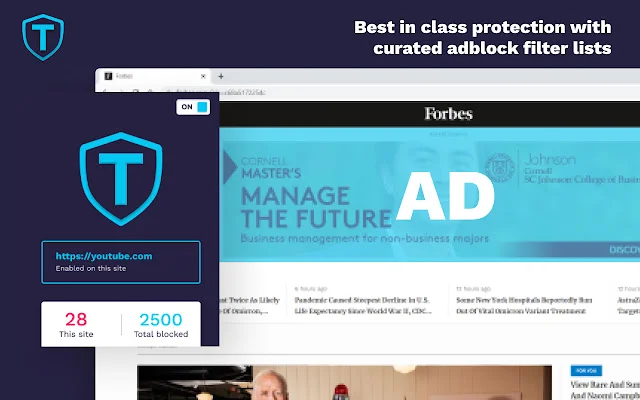 Tau Adblock ڈاؤن لوڈ کریں – بہترین ایڈ بلاکر اور پرائیویسی پروٹیکشن - Screenshot 1