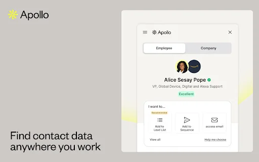 Apollo.io Chrome Extension ڈاؤن لوڈ کریں – مفت B2B لیڈز حاصل کریں - Screenshot 1