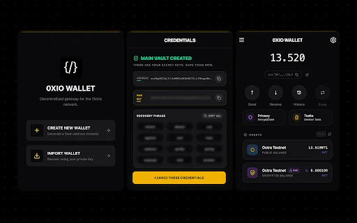 0xio Wallet ڈاؤن لوڈ کریں – Octra نیٹ ورک کے لیے محفوظ اور نجی والیٹ - Screenshot 1