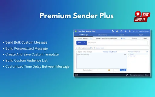 Premium Sender Plus ڈاؤن لوڈ کریں – واٹس ایپ کے لیے بہترین میسجنگ ٹول - Screenshot 1