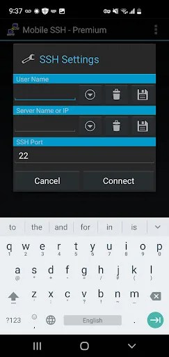 Mobile SSH (Premium) ڈاؤن لوڈ کریں – محفوظ ریموٹ کنکشن - Screenshot 1