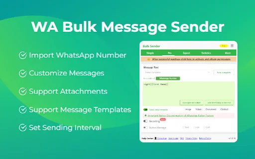 WA Bulk Message Sender ڈاؤن لوڈ کریں – واٹس ایپ مارکیٹنگ ٹول - Screenshot 1