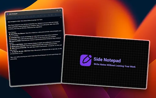 Side Notepad ڈاؤن لوڈ کریں – براؤزر میں نوٹس لینے کا بہترین ٹول - Screenshot 4