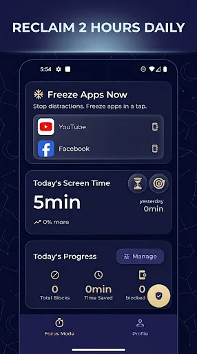 Freeze – App Lock & Blocker ڈاؤن لوڈ کریں – توجہ بڑھائیں اور وقت بچائیں - Screenshot 1