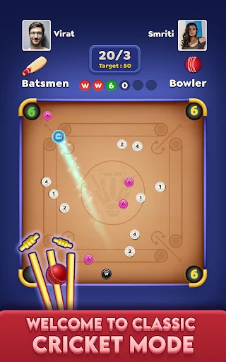 Carrom Cricket ڈاؤن لوڈ کریں – بہترین کیرم اور ڈسک پول گیم - Screenshot 6