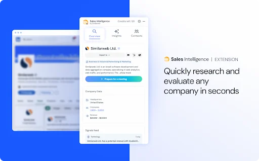 Similarweb Sales Extension ڈاؤن لوڈ کریں – سیلز اور لیڈ جنریشن کے لیے بہترین ٹول - Screenshot 1