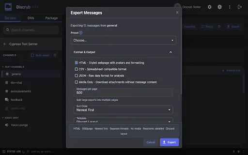 Discrub ڈاؤن لوڈ کریں – Discord پیغامات کا انتظام اور ایکسپورٹ - Screenshot 2