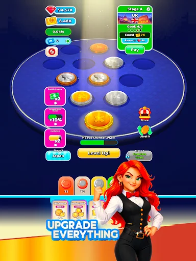 Idle Coin Flip: Clicker ڈاؤن لوڈ کریں – مفت سکے کمانے والی گیم - Screenshot 10