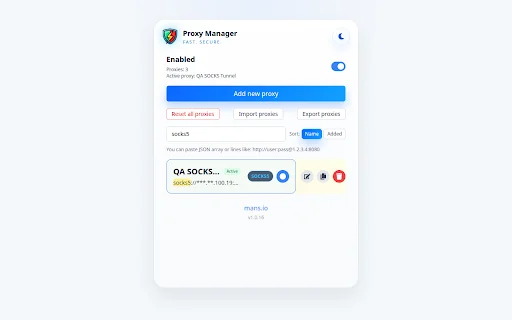 Proxy Manager ڈاؤن لوڈ کریں – براؤزر پراکسی کا آسان انتظام - Screenshot 4