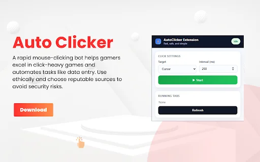 Auto Clicker ڈاؤن لوڈ کریں – کروم کے لیے بہترین آٹو کلکر - Screenshot 1