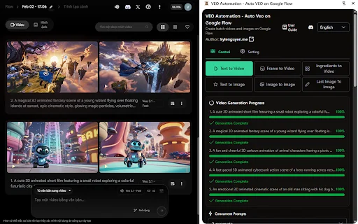 VEO Automation ڈاؤن لوڈ کریں – گوگل فلو پر خودکار ویڈیوز بنائیں - Screenshot 1