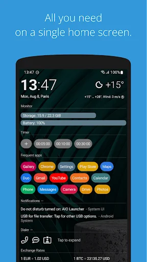 AIO Launcher ڈاؤن لوڈ کریں – اینڈرائیڈ کے لیے بہترین کسٹمائز ایبل لانچر - Screenshot 1