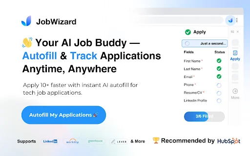 JobWizard ڈاؤن لوڈ کریں – AI کے ساتھ ملازمت کی درخواستیں 10 گنا تیزی سے بھریں - Screenshot 1