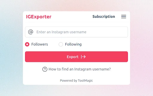 IExporter Instagram Follower Export Tool ڈاؤن لوڈ کریں – ڈیٹا برآمد کریں - Screenshot 1