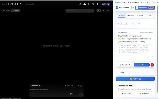 Auto Flow Pro ڈاؤن لوڈ کریں – VEO AI کے لیے بہترین آٹومیشن ٹول - Screenshot 1