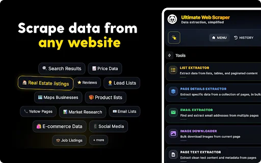 Ultimate Web Scraper ڈاؤن لوڈ کریں – ڈیٹا نکالنے کا بہترین ٹول - Screenshot 1