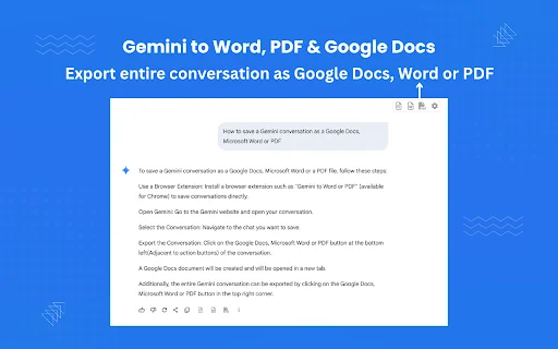 AI Chat to Word, PDF – Gemini چیٹ کو ایک کلک میں ایکسپورٹ کریں - Screenshot 3