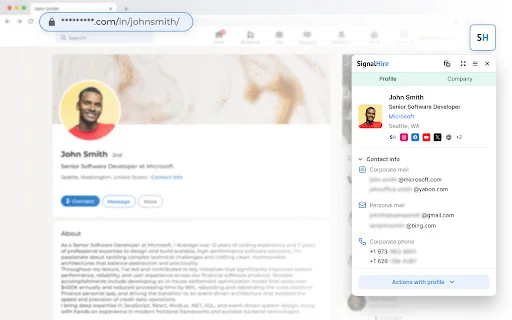 SignalHire ڈاؤن لوڈ کریں – رابطے کی معلومات تلاش کرنے کا بہترین ٹول - Screenshot 1