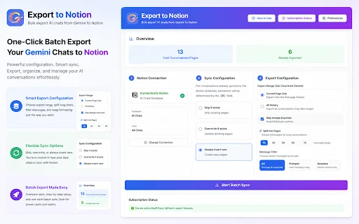 Export Gemini Chats to Notion ڈاؤن لوڈ کریں – خودکار بیک اپ - Screenshot 4