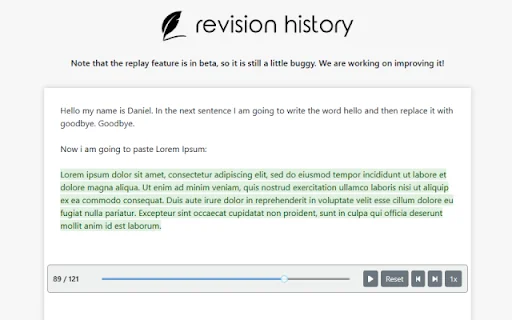 Revision History ڈاؤن لوڈ کریں – گوگل ڈاکس کے لیے تحریری عمل ٹریک کریں - Screenshot 3