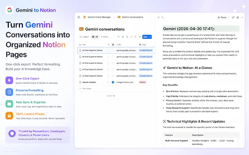 Export Gemini Chats to Notion ڈاؤن لوڈ کریں – خودکار بیک اپ - Screenshot 3