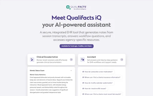 Qualifacts iQ ڈاؤن لوڈ کریں – دماغی صحت کے ماہرین کے لیے AI ٹول - Screenshot 1