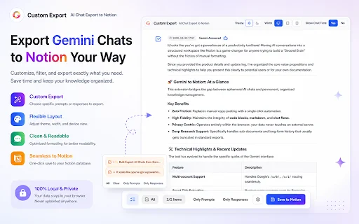 Export Gemini Chats to Notion ڈاؤن لوڈ کریں – خودکار بیک اپ - Screenshot 2