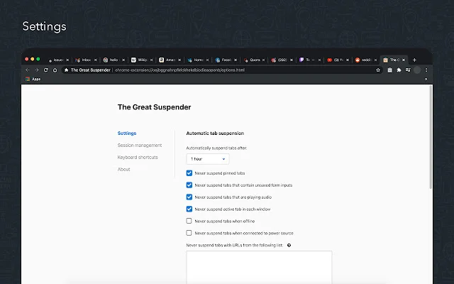 The Great Suspender Original ڈاؤن لوڈ کریں – میموری بچائیں - Screenshot 3