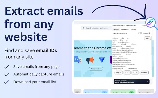 Email Extractor ڈاؤن لوڈ کریں – ویب صفحات سے ای میل نکالنے کا بہترین ٹول - Screenshot 1