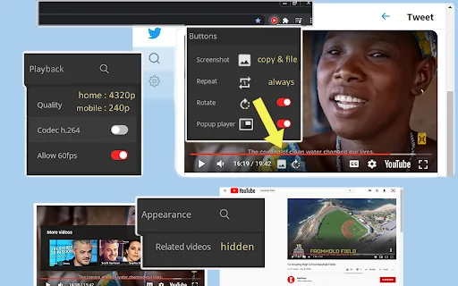Improve YouTube ایکسٹینشن ڈاؤن لوڈ کریں – YouTube کو بہتر بنائیں - Screenshot 2