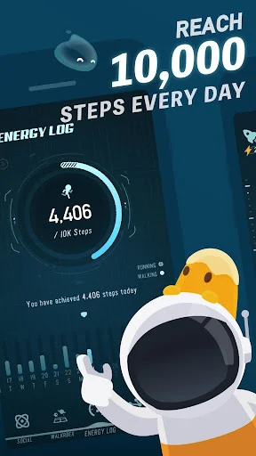 Walkr: Fitness Space Adventure ڈاؤن لوڈ کریں – پیدل چلنے کا دلچسپ کھیل - Screenshot 1