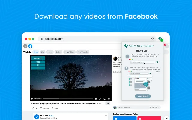 Web Video Downloader ڈاؤن لوڈ کریں – کروم کے لیے بہترین ویڈیو ڈاؤن لوڈر - Screenshot 1